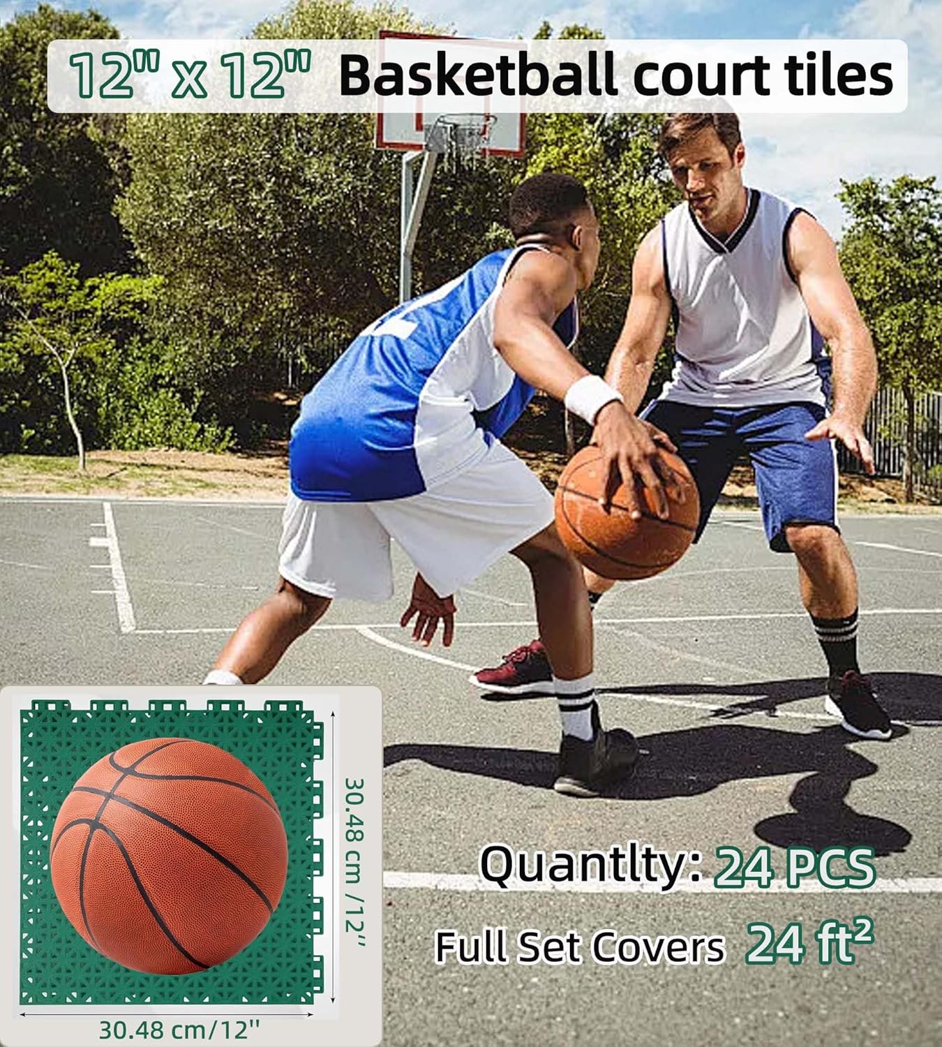 jxgzyy 24 PCS Basketball Court - Outdoor Sport Court Tiles recension och pris